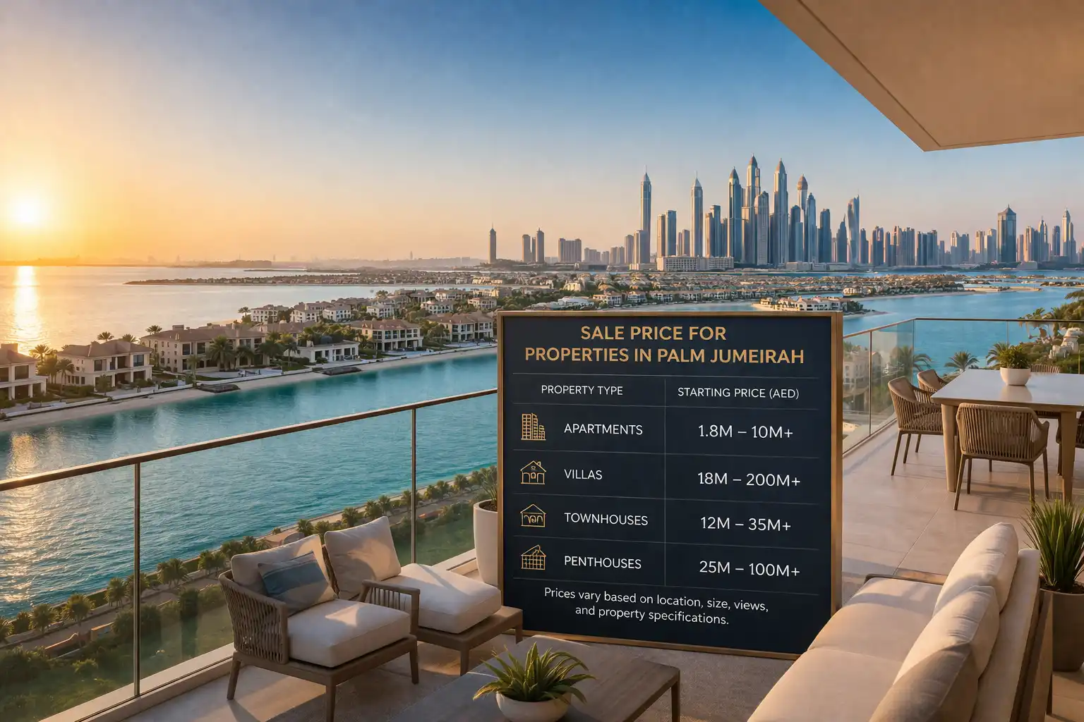 Sale Price for Properties in Palm Jumeirah