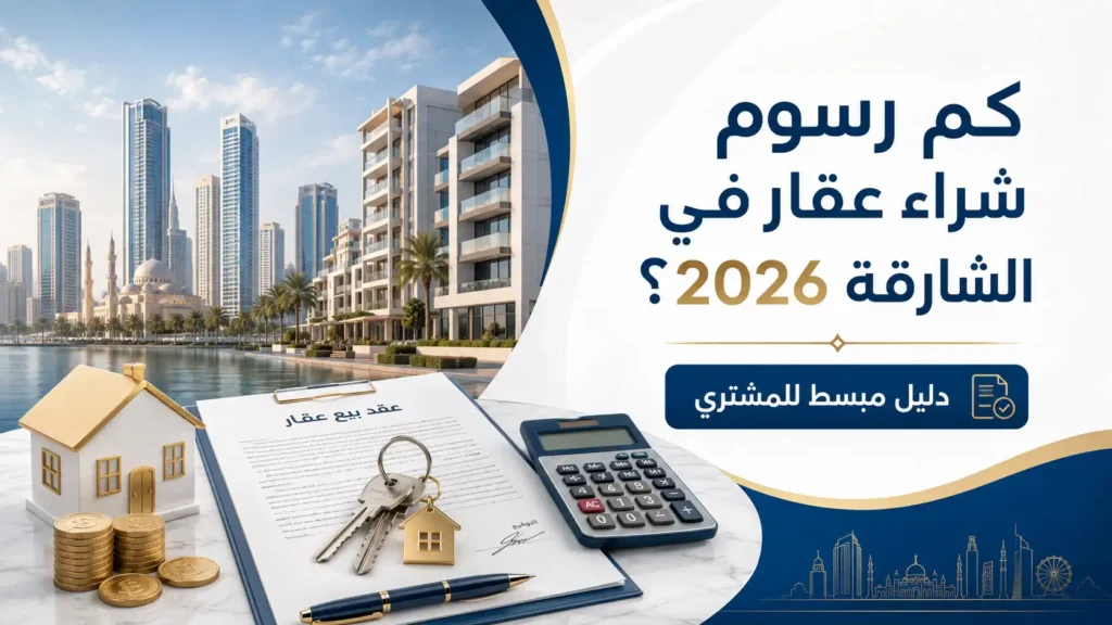كم رسوم شراء عقار في الشارقة 2026