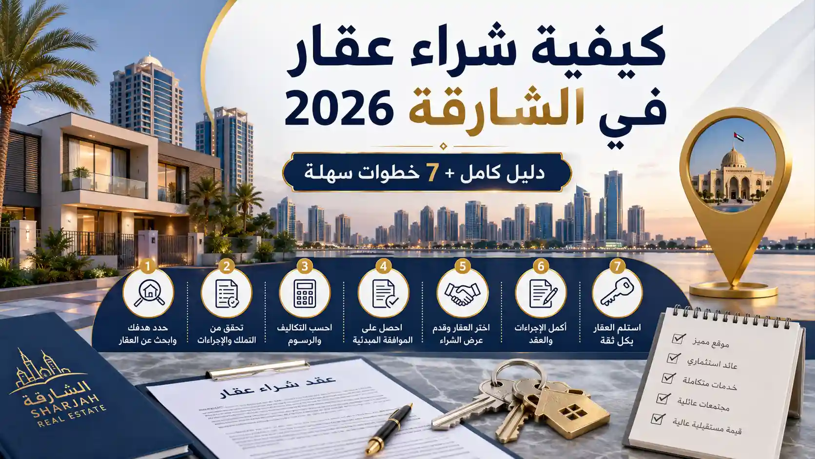 كيفية شراء عقار في الشارقة 2026 – دليل كامل + 7 خطوات سهلة